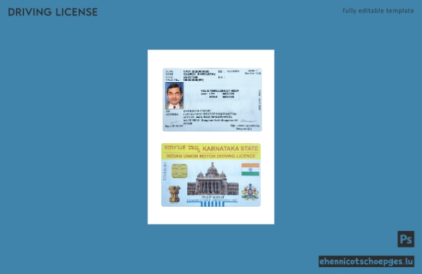Beispiel für einen Führerschein des indischen Bundesstaates Karnataka